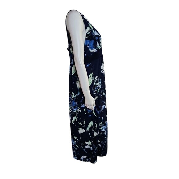 Style & Co Dress Womens Size XL Blue Green Floral Beaded Maxi Long Hawaiian Cute - Picture 5 of 5